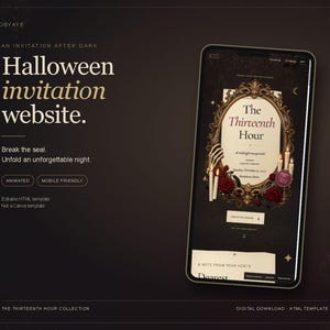 2026 Halloween Invitation Website Template HTML | Animated Gothic Invitation with RSVP & Countdown, Editable HTML