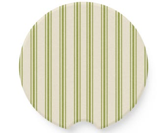 Green Vintage Stripe Car Coaster | Soapstone Car Coaster