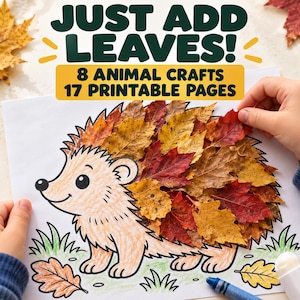 Leaf Animal Craft Printable, 8 Templates, 17-Page Fall Kids Activity