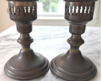 Empire tenn 891 viktade ljusstakar par 60-70-tals vintage 5,25 tum