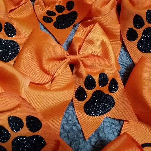 DIY Iron on glitter paw prints  set of 2 Cheer Bow accessories