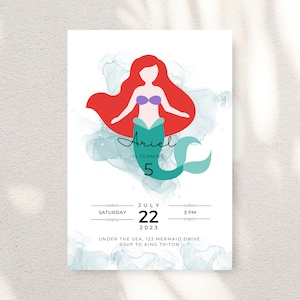 Little Mermaid Inspired Party Birthday Party Invitation - Custom Digital Download File for Little Mermaid Birthday Ariel Party Invite