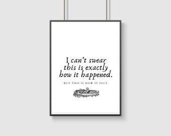 Dawson’s Creek Printable Wall Art Joey Potter Pacey Witter Dawson Leery This is How it Felt Girl in Boat Quote Black and White Poster