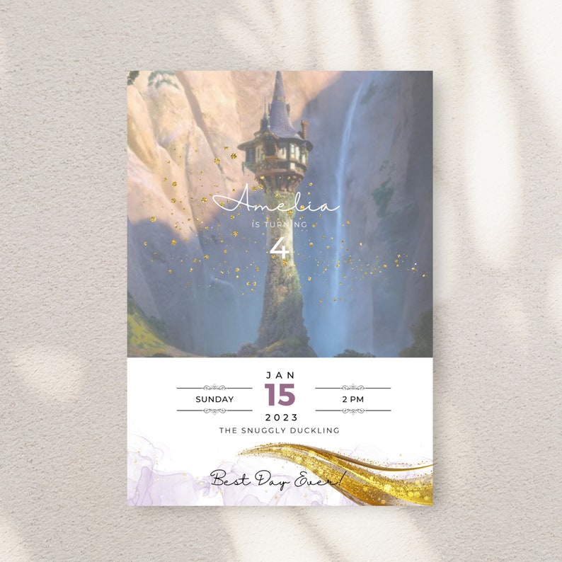 Tangled Rapunzel Inspired Party Birthday Party Invitation Digital Download for Tangled Themed Birthday Party with Rapunzel Tower image 1