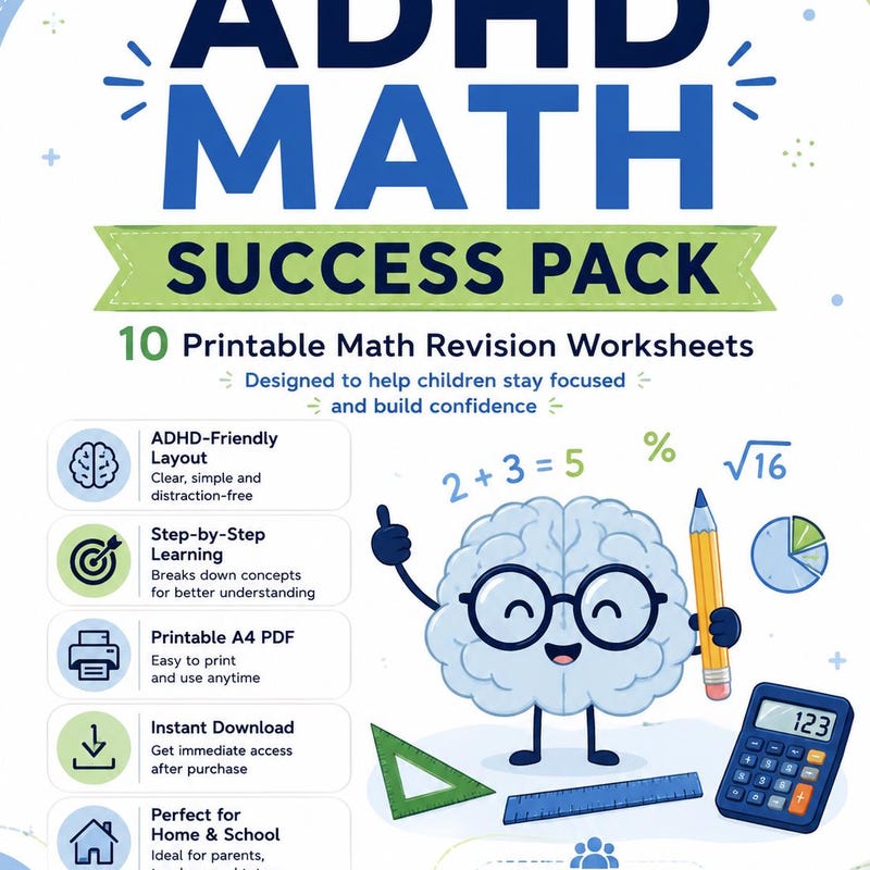 Adhd Maths Worksheet - Etsy UK