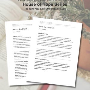 以下が含まれることがあります： House of Hopeシリーズのブッククラブ討論ガイド2冊を含む印刷可能な学習バンドル。ドキュメントには、Neta Jackson著の「Where Do I Go?」と「Who Do I Trust?」というタイトルが含まれており、文学的概要とキャラクターの旅に関するセクションがあります。