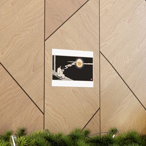 Tsukimi Night Poster, Japanese Moon Egg Art, Cozy Ramen Print image 5