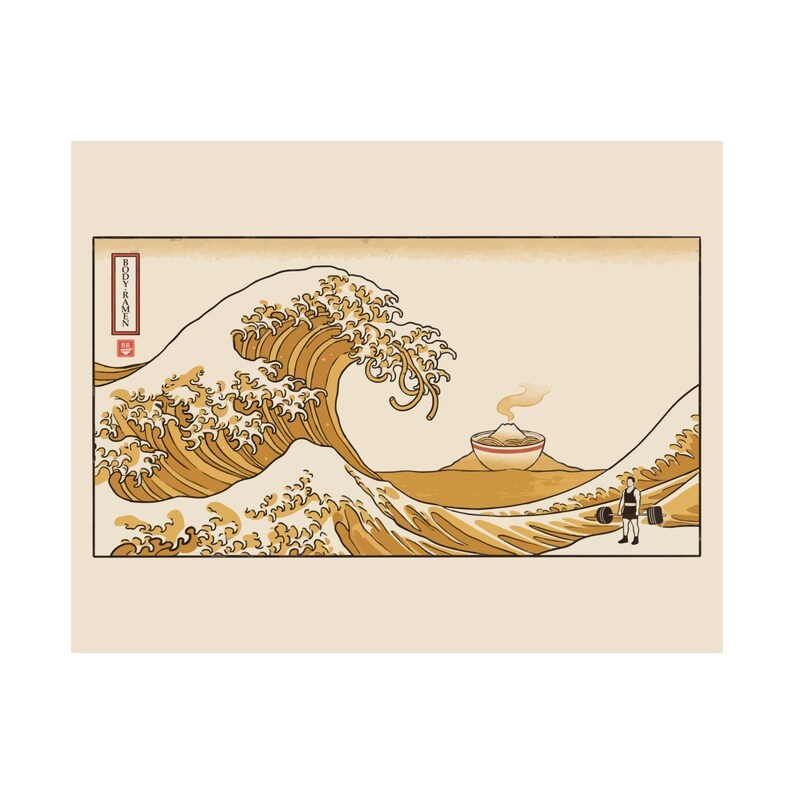 Great Wave Ramen Poster, Hokusai Style Woodblock Art, Mount Fuji Noodle Print image 10