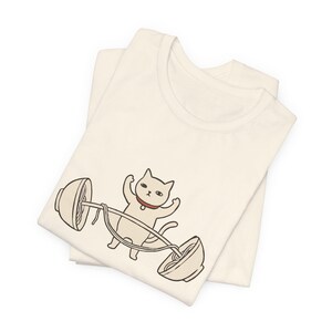 Spotter Cat T-Shirt, Minimalist Line Art Gym Shirt, Cat Lover Workout Tee image 2