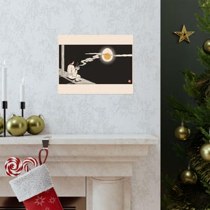 Tsukimi Night Poster, Japanese Moon Egg Art, Cozy Ramen Print image 15