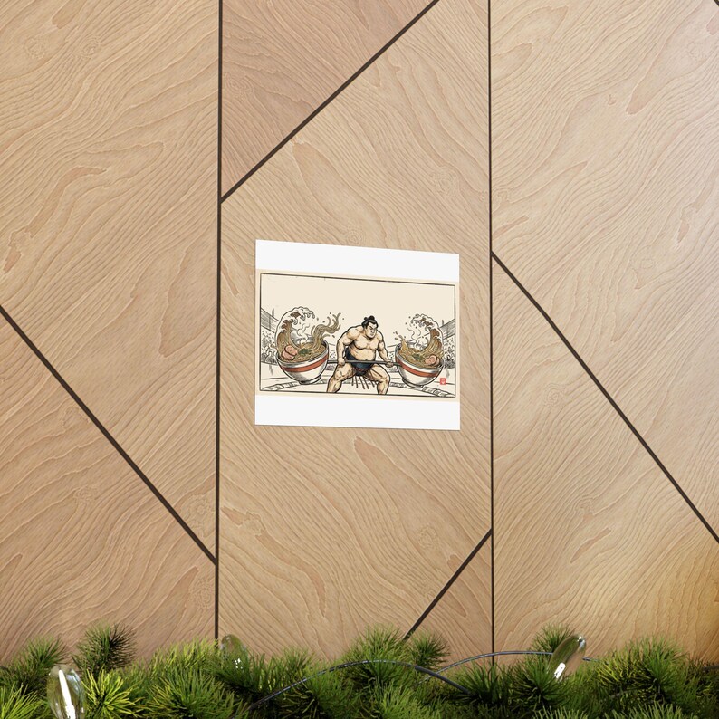 Sumo Deadlift Ramen Poster, Japanese Woodblock Gym Art, Kitchen Print image 5
