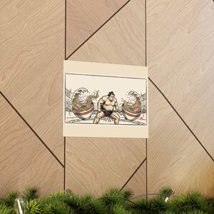 Sumo Deadlift Ramen Poster, Japanese Woodblock Gym Art, Kitchen Print image 13