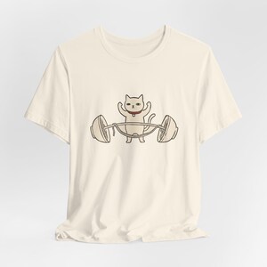 Spotter Cat T-Shirt, Minimalist Line Art Gym Shirt, Cat Lover Workout Tee image 3