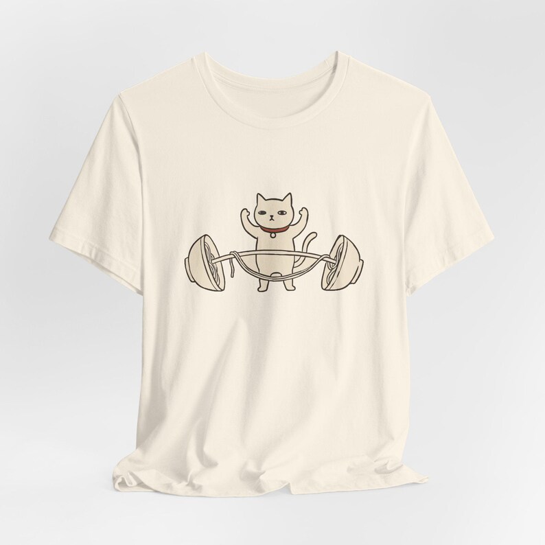 Spotter Cat T-Shirt, Minimalist Line Art Gym Shirt, Cat Lover Workout Tee image 3