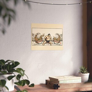 Sumo Deadlift Ramen Poster, Japanese Woodblock Gym Art, Kitchen Print image 14