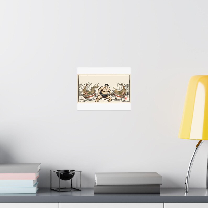 Sumo Deadlift Ramen Poster, Japanese Woodblock Gym Art, Kitchen Print image 8