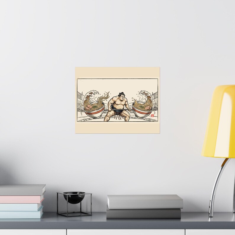 Sumo Deadlift Ramen Poster, Japanese Woodblock Gym Art, Kitchen Print image 16