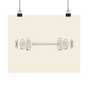 Chopstick Barbell Patent Print, Ramen Gym Art, Workout Poster (10 x 8 Inches) image 1