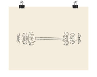 Chopstick Barbell Patent Print, Ramen Gym Art, Workout Poster (10 x 8 Inches)