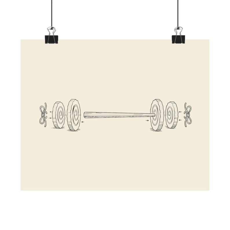 Chopstick Barbell Patent Print, Ramen Gym Art, Workout Poster (10 x 8 Inches) image 1