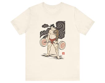 Sumo Deadlift T-Shirt, Japanese Woodblock Gym Art, Ukiyo-e Weightlifting Tee