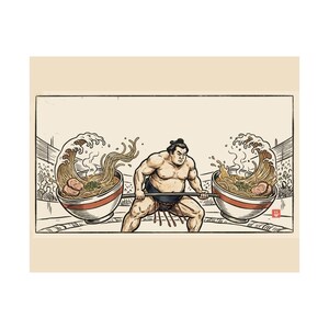 Sumo Deadlift Ramen Poster, Japanese Woodblock Gym Art, Kitchen Print image 18