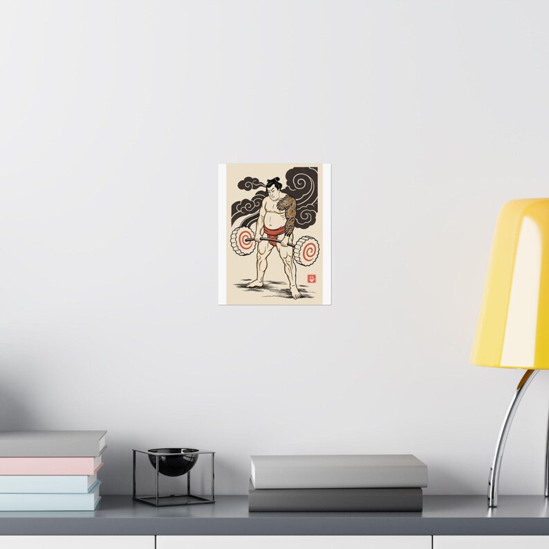 Ramen Sumo Poster, Japanese Woodblock Deadlift Art, Ukiyo-e Gym Print image 16