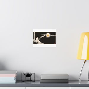 Tsukimi Night Poster, Japanese Moon Egg Art, Cozy Ramen Print image 8