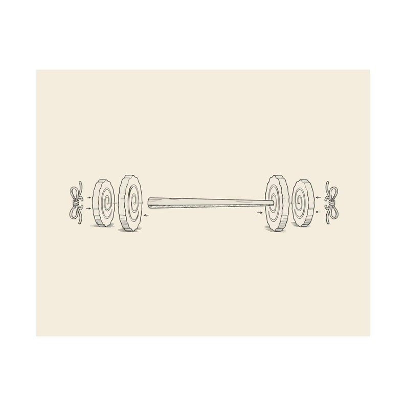 Chopstick Barbell Patent Print, Ramen Gym Art, Workout Poster (10 x 8 Inches) image 2