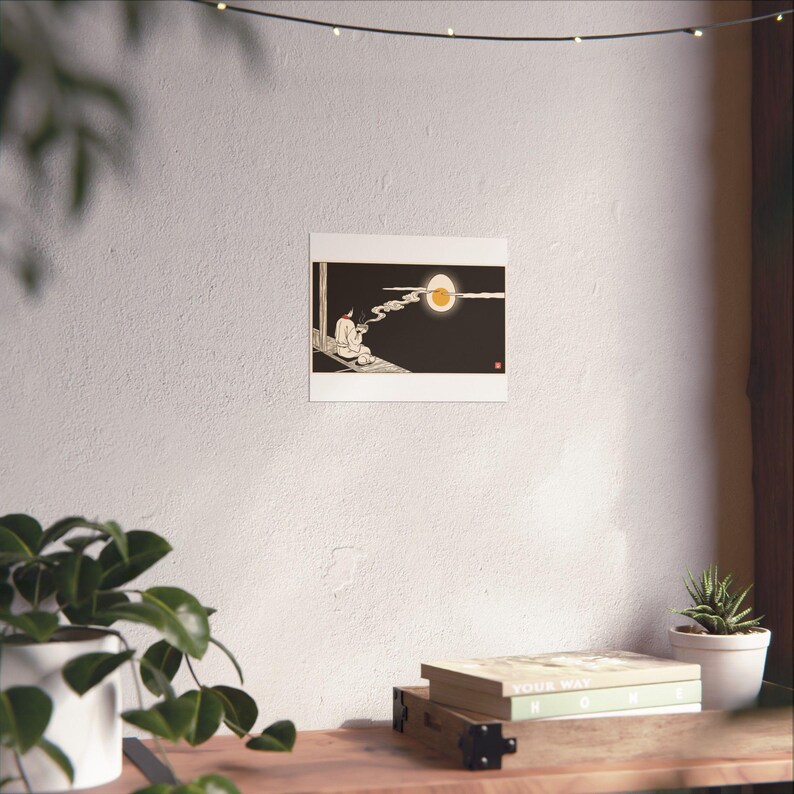 Tsukimi Night Poster, Japanese Moon Egg Art, Cozy Ramen Print image 6