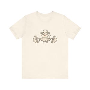 Spotter Cat T-Shirt, Minimalist Line Art Gym Shirt, Cat Lover Workout Tee image 1