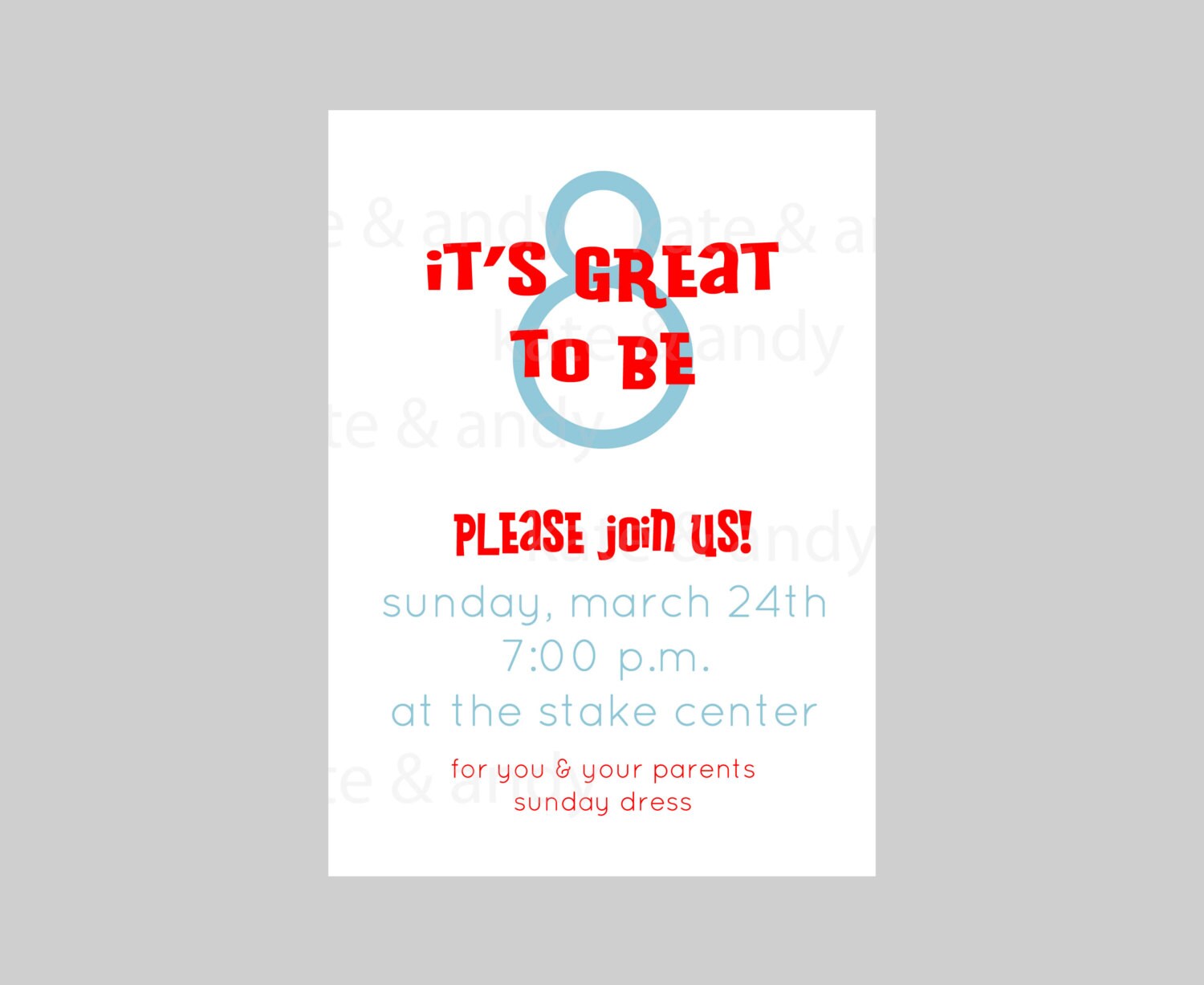 Baptism Preview It's Great to be 8 Invitation Printable | Etsy