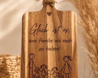 Personalisiertes Schneidebrett 40x20 cm | Familiengeschenk mit Gravur | Geschenk für Familie | Familienname | Akazienholz