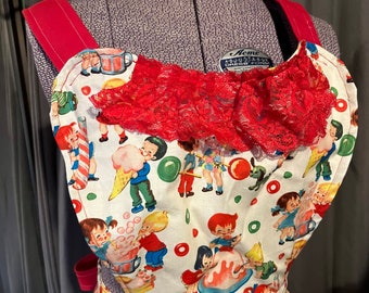 Retro Housewife Full Apron 1950s Candy Kids L/XL