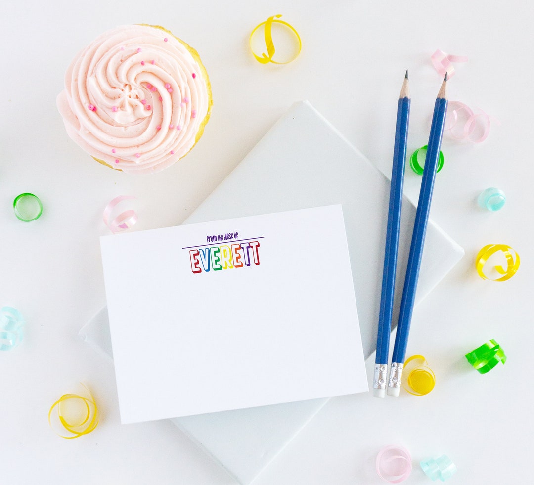 Rainbow Personalized Kids Note Cards | Children's Stationery - Etsy