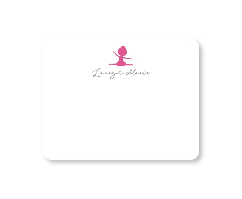 Children/'s Thank You Note Card Stationery Personalized Kids Stationery Set of Flat Notecards Ballerina