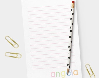 Personalized Notepad | Children's Stationery | Rainbow Colors | Rainbow Colors | Outline Name