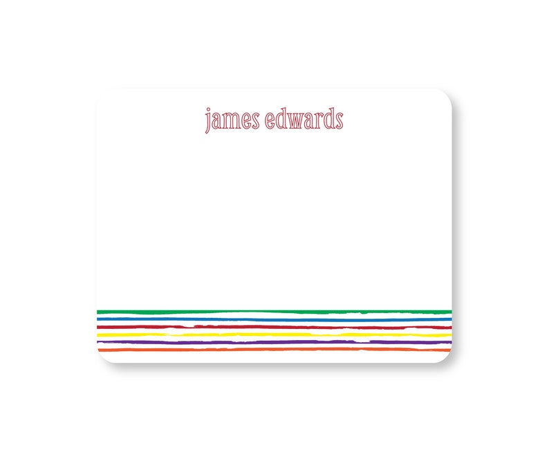 Personalized Kids Stationery Set of Flat Notecards Children's Thank You Note Card Stationery Rainbow Rounded Corners