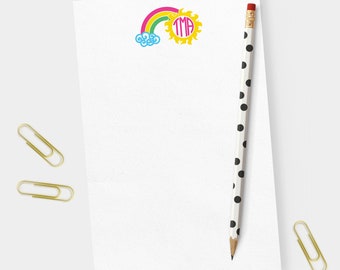 Personalized Notepad | Children's Stationery | Rainbow Monogram