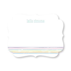 Personalized Kids Stationery Set of Flat Notecards Children's Thank You Note Card Stationery Rainbow Antique Shape