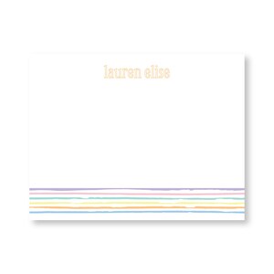 Personalized Kids Stationery Set of Flat Notecards Children's Thank You Note Card Stationery Rainbow Square Corners