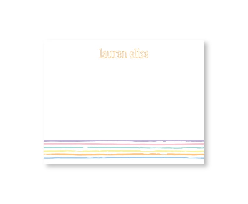 Personalized Kids Stationery Set of Flat Notecards Children's Thank You Note Card Stationery Rainbow Square Corners