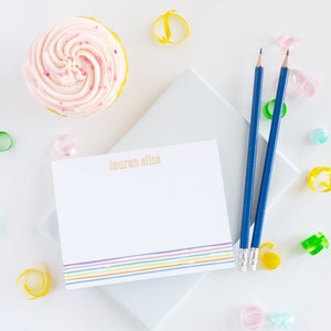 Personalized Kids Stationery Set of Flat Notecards Children's Thank You Note Card Stationery Rainbow image 1