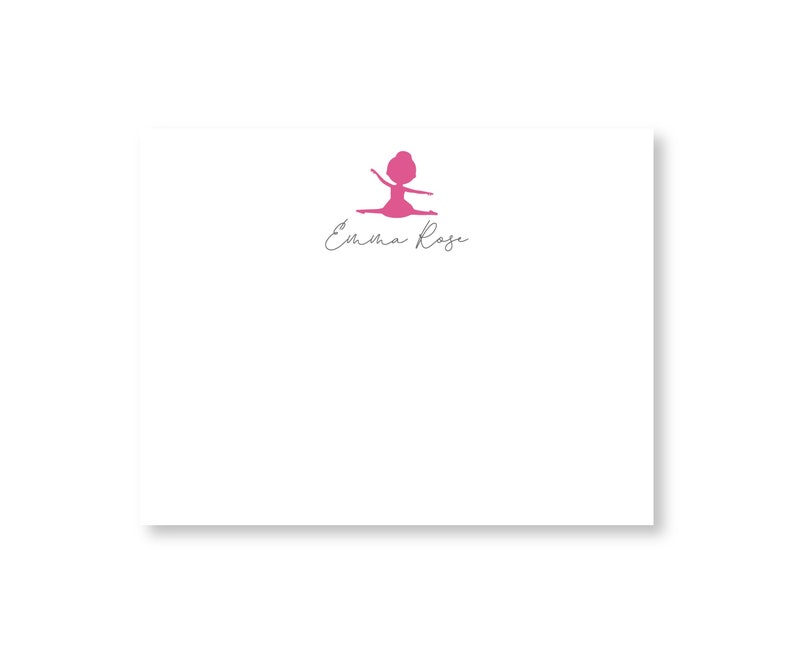 Children/'s Thank You Note Card Stationery Personalized Kids Stationery Set of Flat Notecards Ballerina