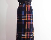 Vtg 80s GEOMETRIC Multicoloured TEXTURED Midi Pencil Skirt, Small