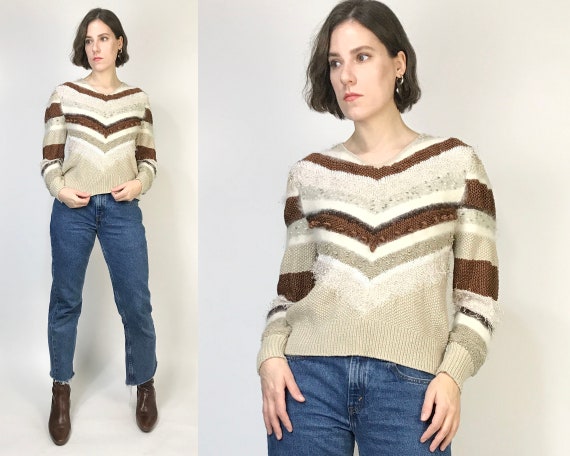 Vtg 80s ANGORA & POM POM Mixed Sweater Small to Medium | Etsy