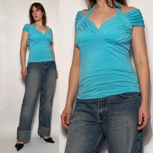 Turquoise Y2k Top - Etsy Australia