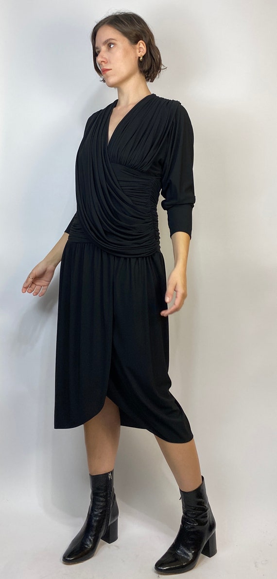 Vtg 80s ELEGANT DRAPED Dress! Medium - image 7