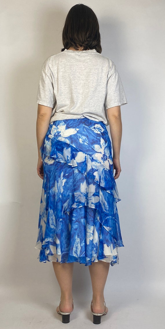 Vtg Y2K Real SILK Layered ABSTRACT Floral Skirt! … - image 2