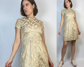 Vtg 60s BROCADE Bergdorf Goodman Dress! XS